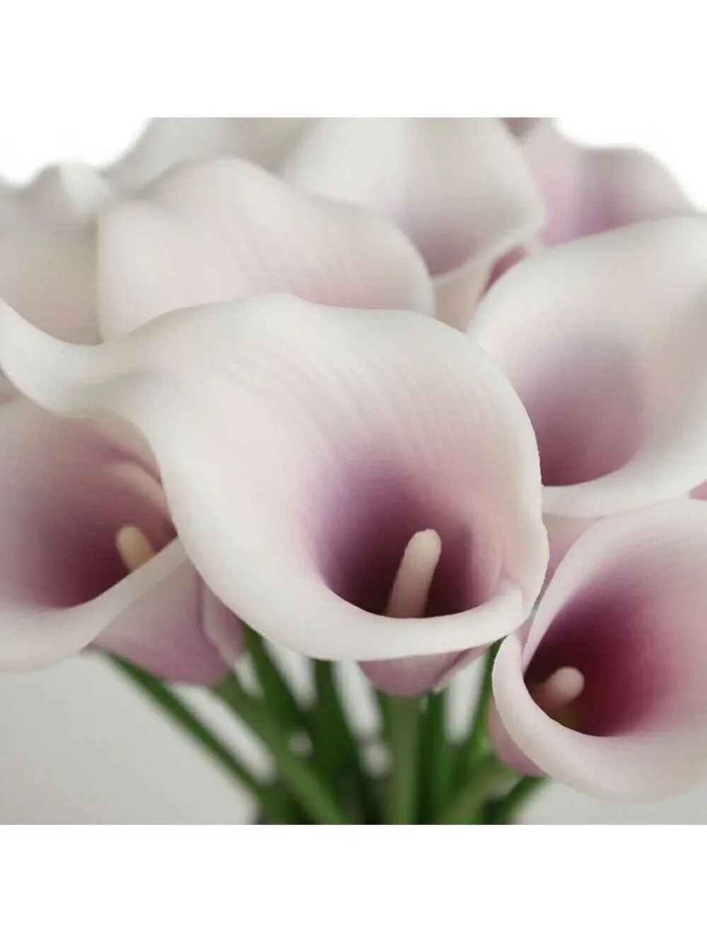 Lavender Purple and White Faux Calla Lily Stems 15 Inch Wedding Artificial Flowe